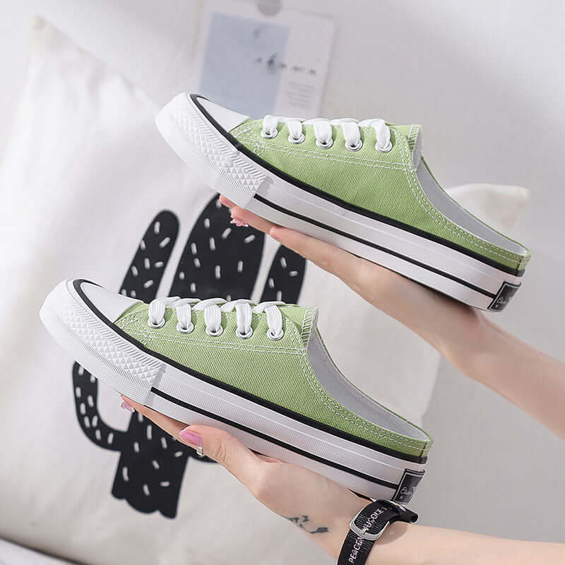 Shoes female summer 2021 canvas shoes female Korean version of casual semi-mop shoes lazy shoes INS tide shoes spring