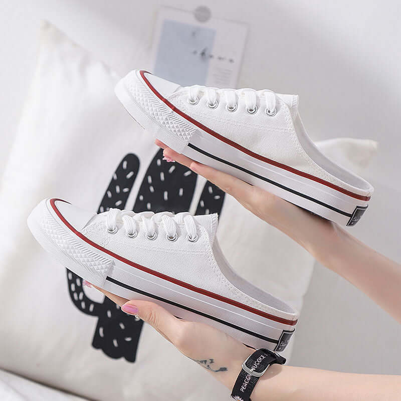 Shoes female summer 2021 canvas shoes female Korean version of casual semi-mop shoes lazy shoes INS tide shoes spring