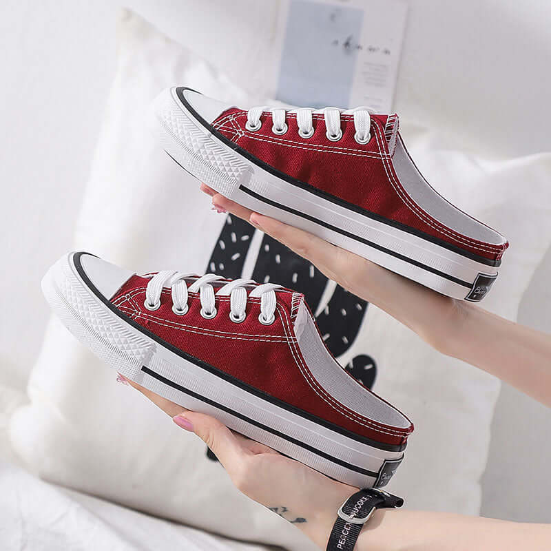 Shoes female summer 2021 canvas shoes female Korean version of casual semi-mop shoes lazy shoes INS tide shoes spring