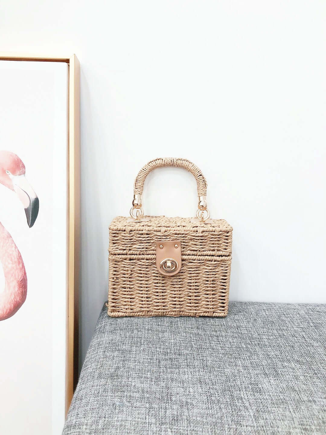 2022 new frame paper rope small square bag women's summer straw woven bag paper rope woven bag beach bag