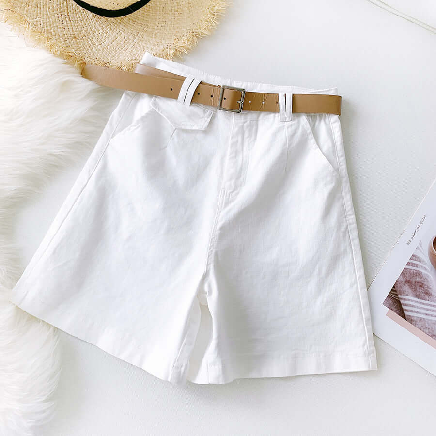 Pants shorts female British temperament knights straight pants 2021 summer elastic cotton five pants casual wide leg pants