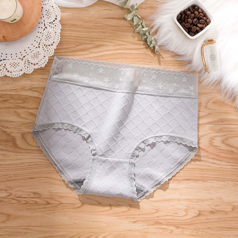 New cotton antibacterial non-trace of starry lace sexy seamone antibacterial medium waist triangle underwear ladies