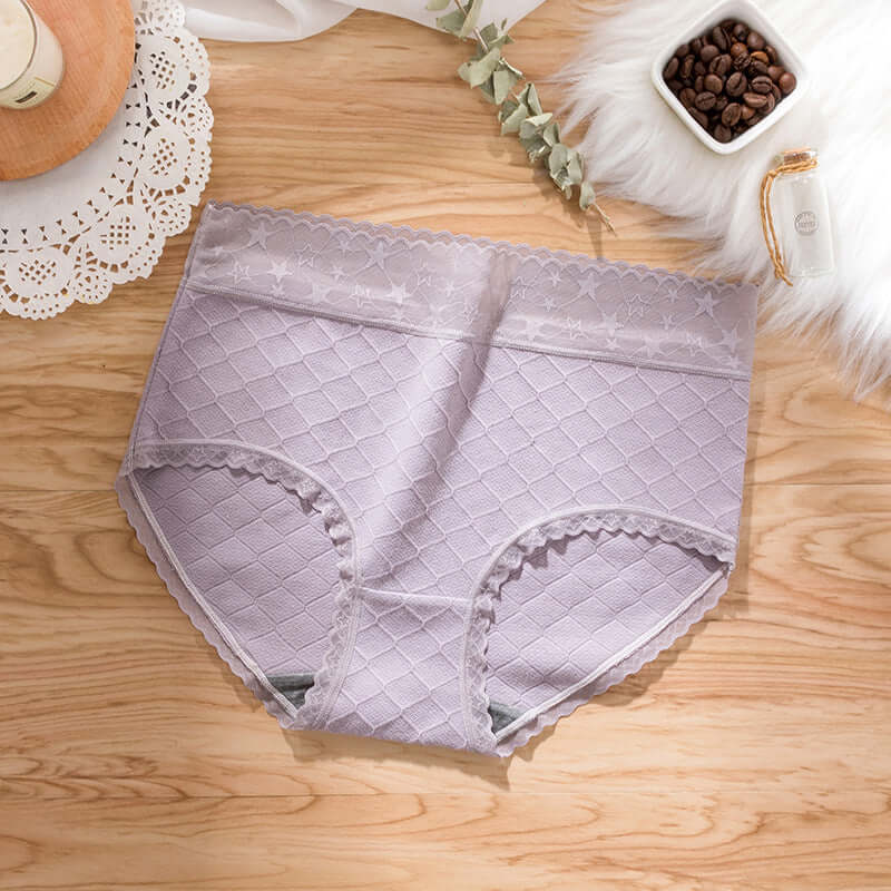 New cotton antibacterial non-trace of starry lace sexy seamone antibacterial medium waist triangle underwear ladies