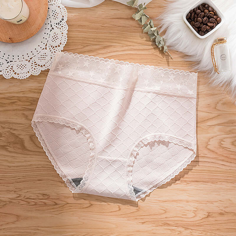 New cotton antibacterial non-trace of starry lace sexy seamone antibacterial medium waist triangle underwear ladies