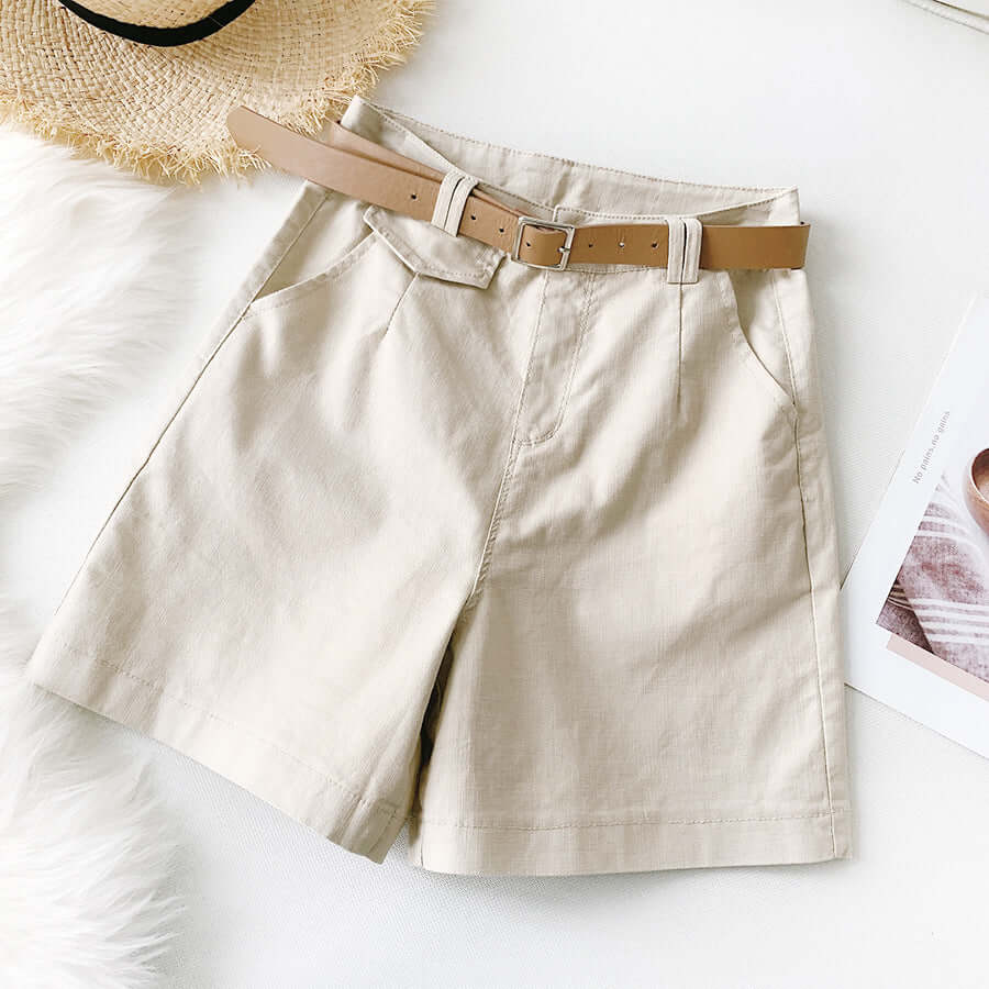 Pants shorts female British temperament knights straight pants 2021 summer elastic cotton five pants casual wide leg pants