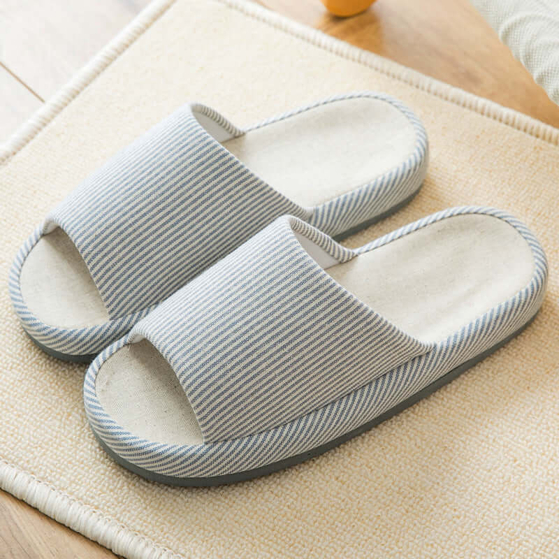 Explosion models summer Japanese linen slippers women's thick end couple home indoor non-slip four seasons sandals and slippers factory direct sales