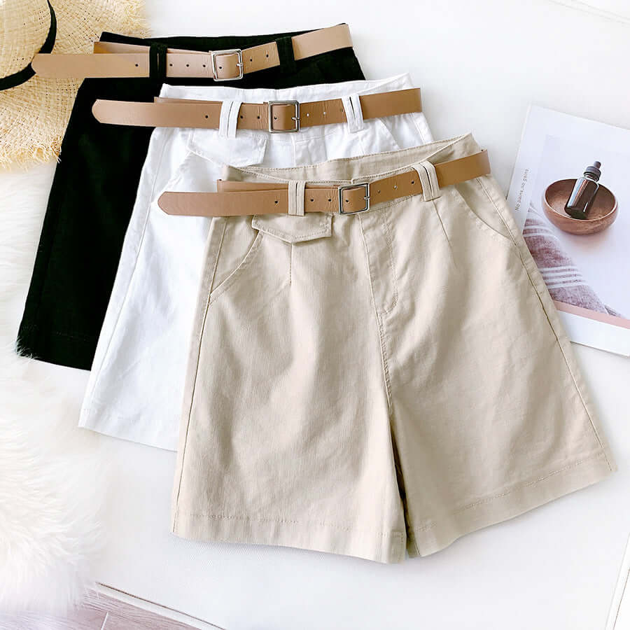 Pants shorts female British temperament knights straight pants 2021 summer elastic cotton five pants casual wide leg pants