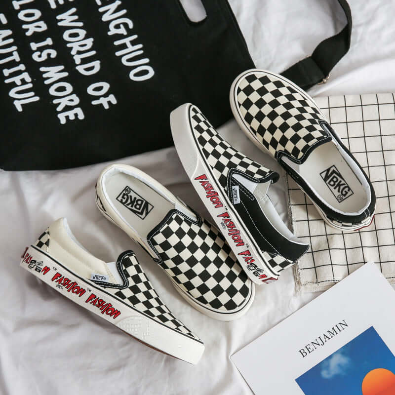 Vasibaen Wansza 2021 new Korean version of Ulzzang chessboard red letters canvas shoes