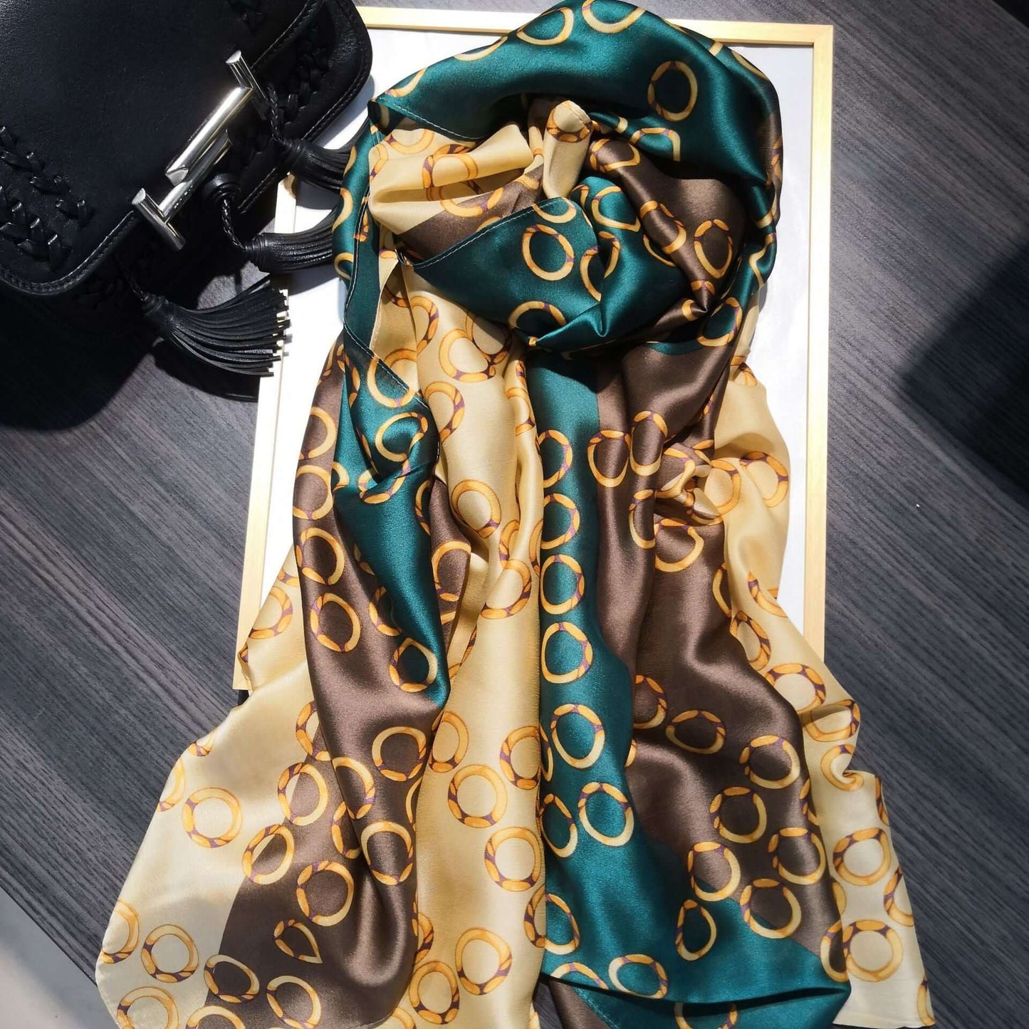 New spring and summer high-end simulation silk scarf female Korean scarves print gift custom national wind shawl beach towel