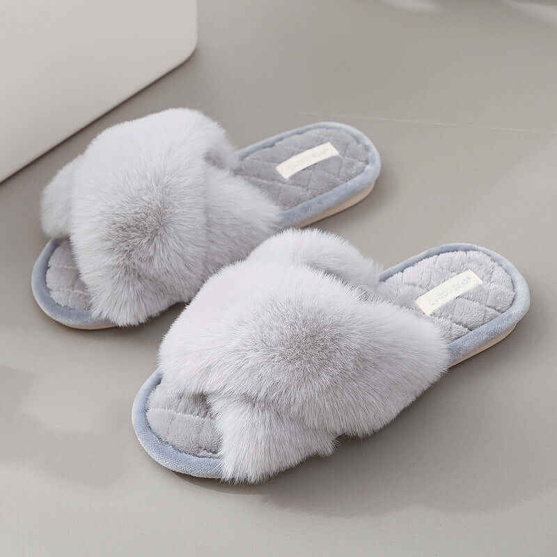 New PVC material winter slippers plush crossband floor cotton slippers indoor home warm hair slip shoes