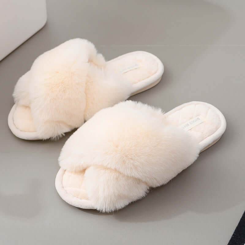 New PVC material winter slippers plush crossband floor cotton slippers indoor home warm hair slip shoes