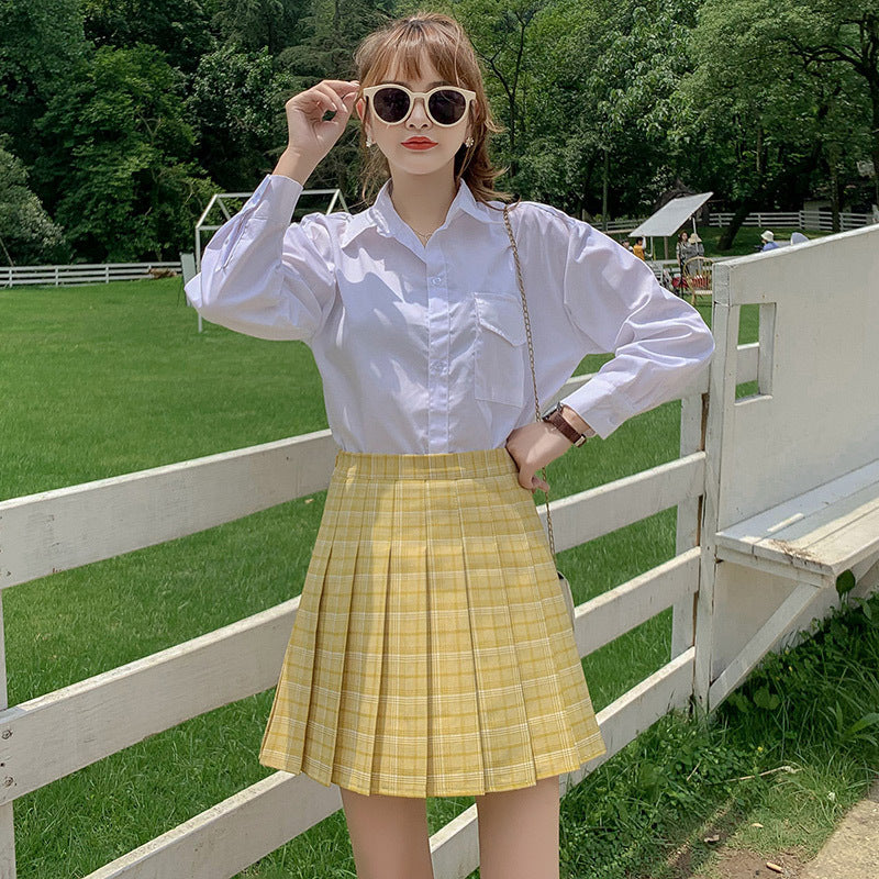 Pleated skirt female student short skirt autumn and winter 2021 new high waist A word Korean version of the style pion skirt spring and summer skirt