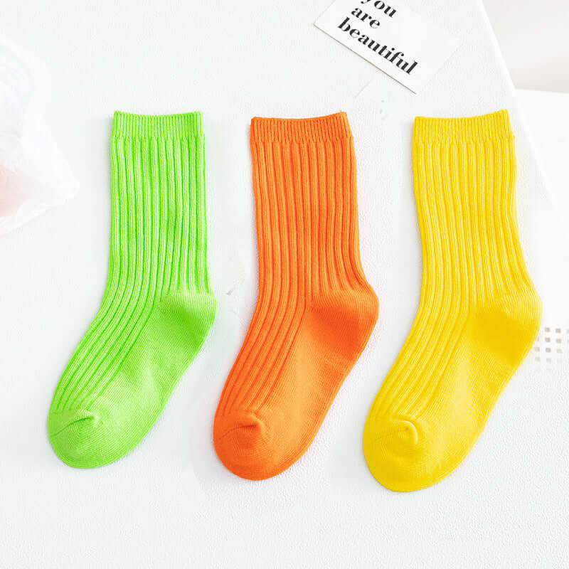 Children's socks wholesale autumn and winter new Japanese solid color children's socks stack of stockings baby boy girls in stockings