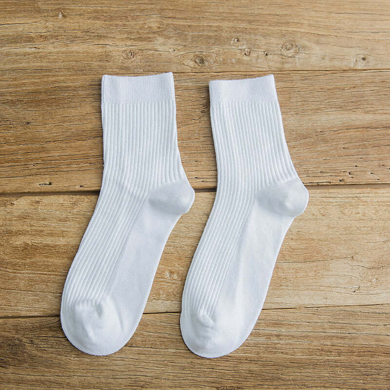 Autumn and winter socks double needle vertical socks solid color men's tube socks wild cotton men's socks business socks manufacturers wholesale