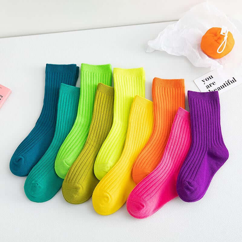 Children's socks wholesale autumn and winter new Japanese solid color children's socks stack of stockings baby boy girls in stockings