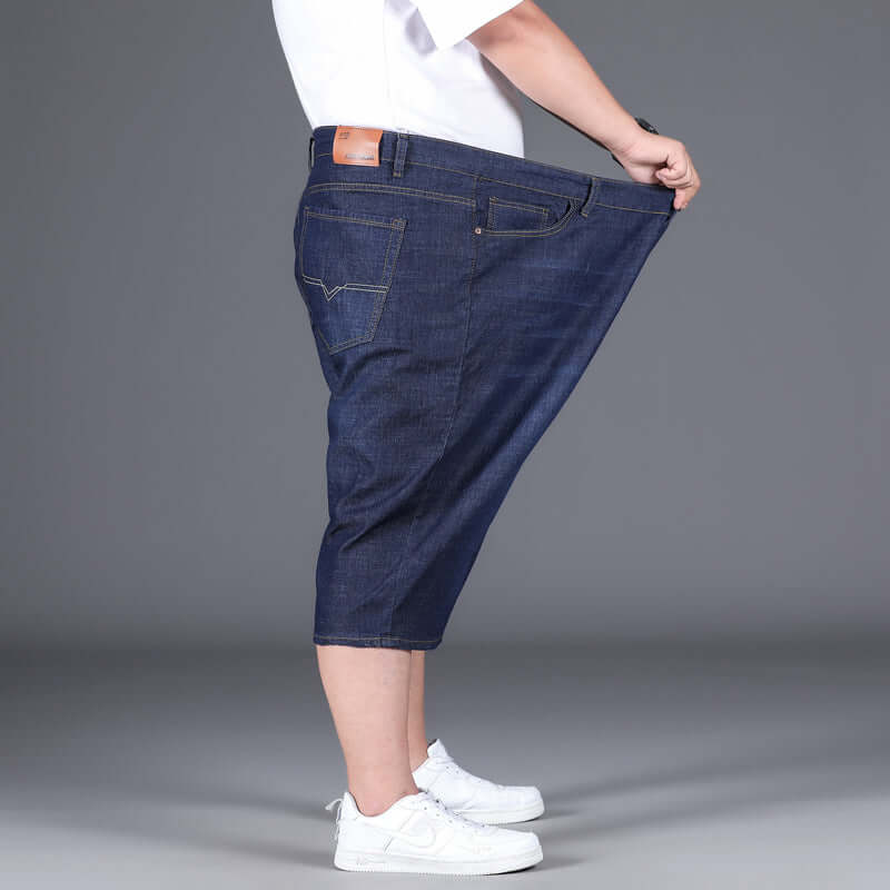 Large size denim shorts men and summer business loose plus fertilizer increase fat five-point pants foreign trade super fat shorts tide