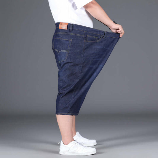 Large size denim shorts men and summer business loose plus fertilizer increase fat five-point pants foreign trade super fat shorts tide