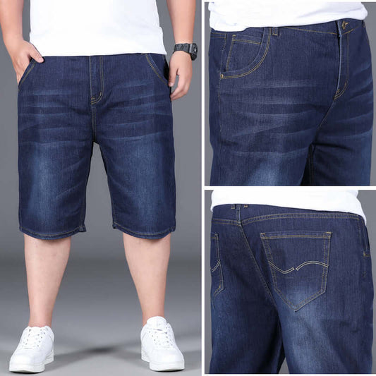 Large size denim shorts men and summer business loose plus fertilizer increase fat five-point pants foreign trade super fat shorts tide