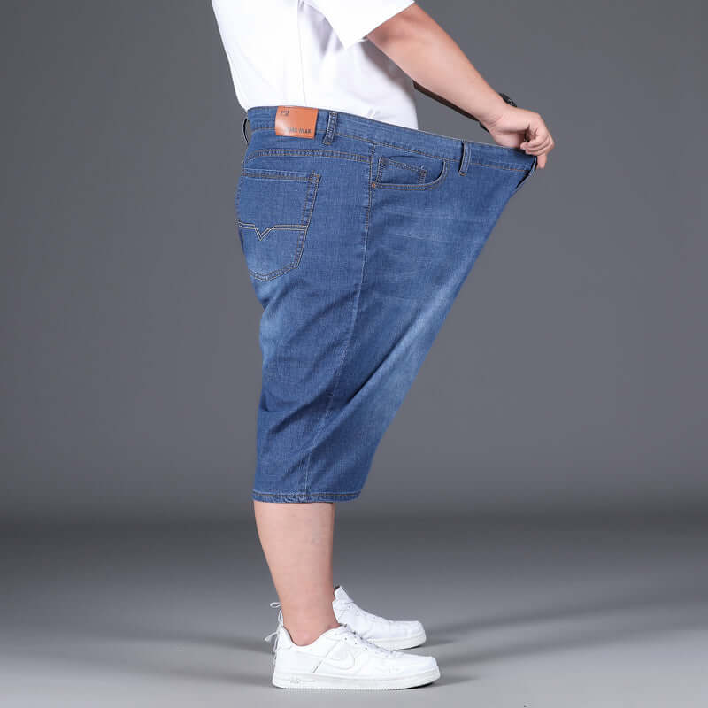 Large size denim shorts men and summer business loose plus fertilizer increase fat five-point pants foreign trade super fat shorts tide