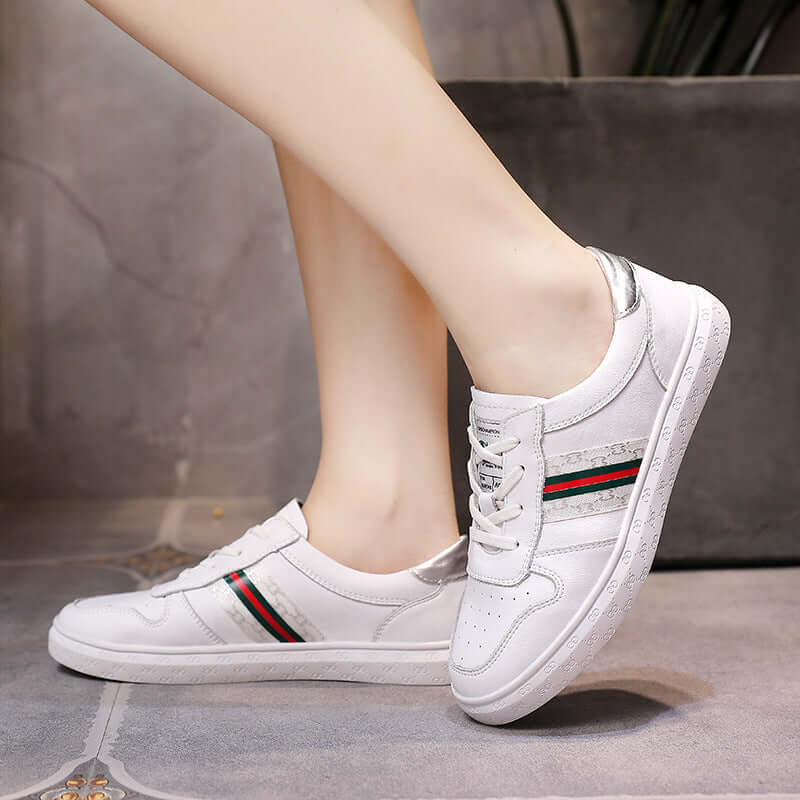 Broken code clearance leather white shoes women's shoes student running flat shoes casual white shoes