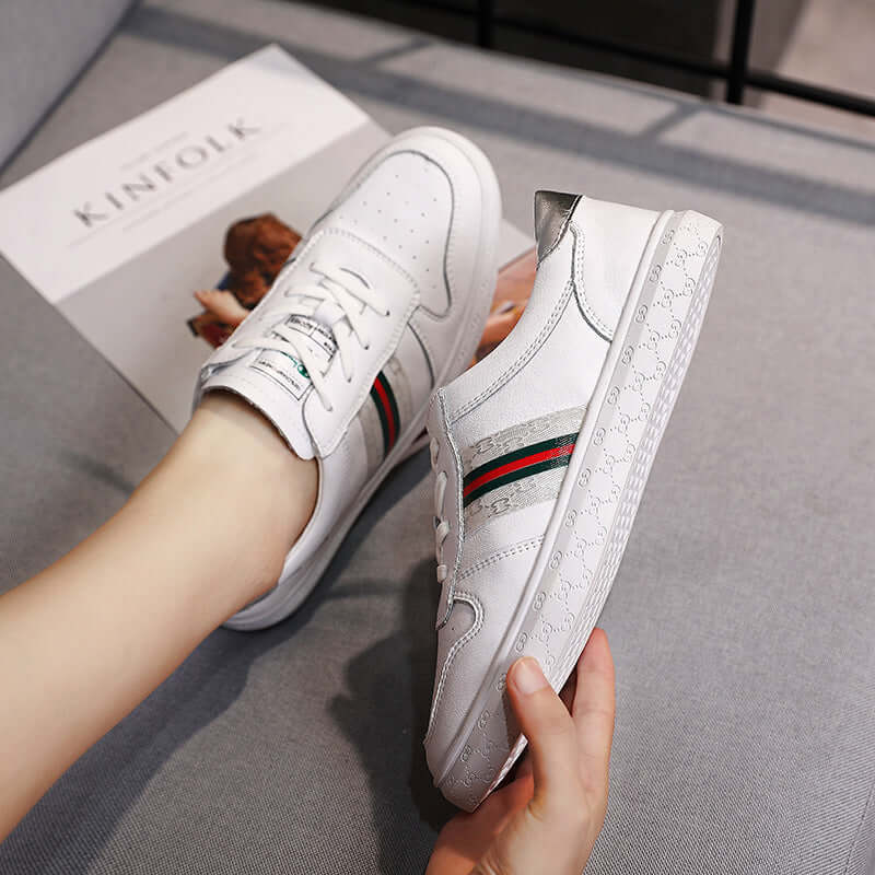 Broken code clearance leather white shoes women's shoes student running flat shoes casual white shoes