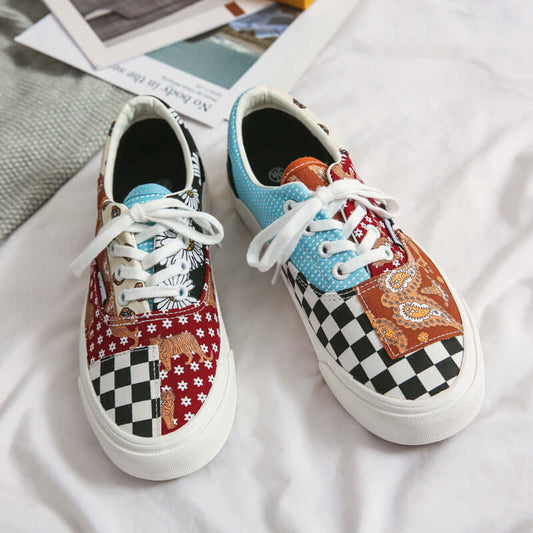 Vasibaen Wansza 2021 new couples on a ruts, ulzzang retro color matching canvas shoes women's shoes