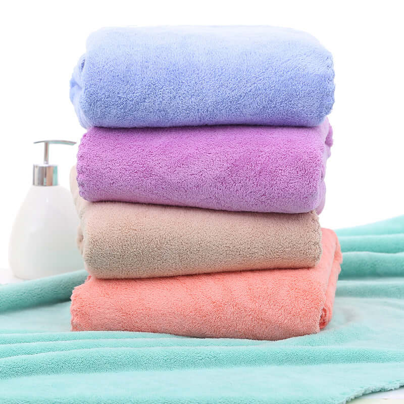 Coral velvet bath towel lace is not easy to lose hair adult bath towel soft water absorbent thickened bath towel 70 140 beach towel