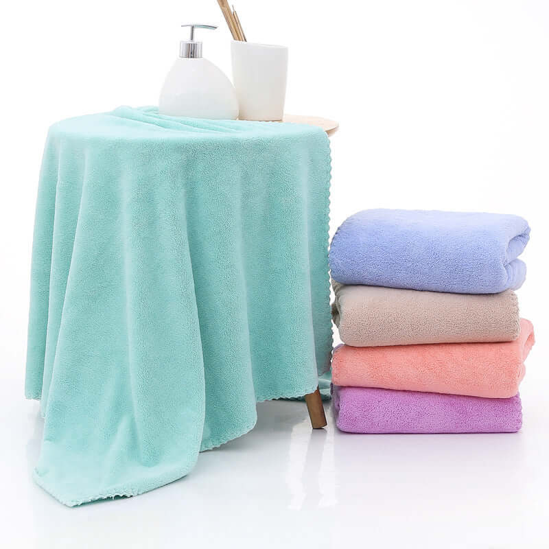 Coral velvet bath towel lace is not easy to lose hair adult bath towel soft water absorbent thickened bath towel 70 140 beach towel