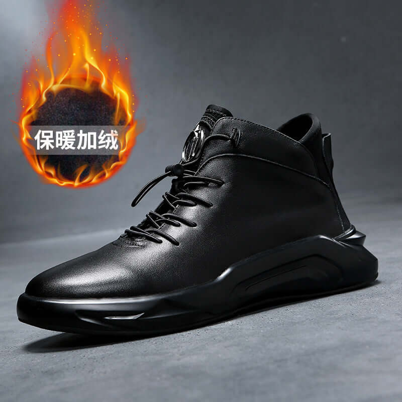 Leather men's shoes 2020 autumn and winter new high help British hundred sports shoes casual leather shoes Korean version of boots boots
