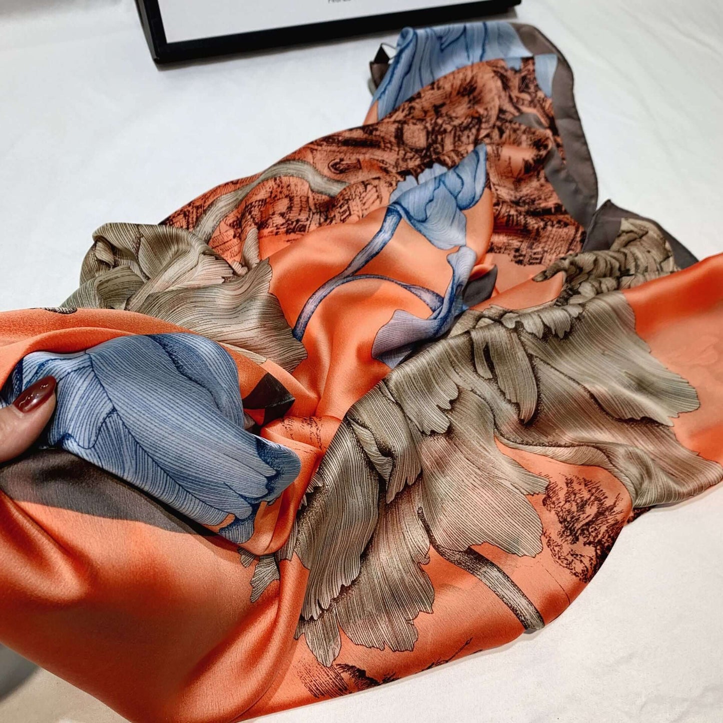 New spring and summer high-end simulation silk scarf female Korean scarves print gift custom national wind shawl beach towel