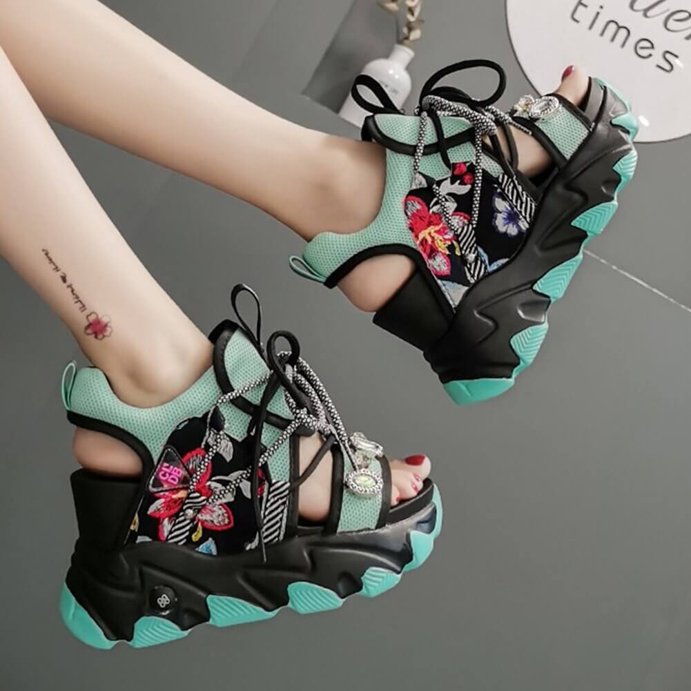 Amozae Brand 2023 New Lady Platform Chunky Sandals Lace Up Buckle Punk  Cool Women's Sandals Open Toe Casual Summer Sports Shoes