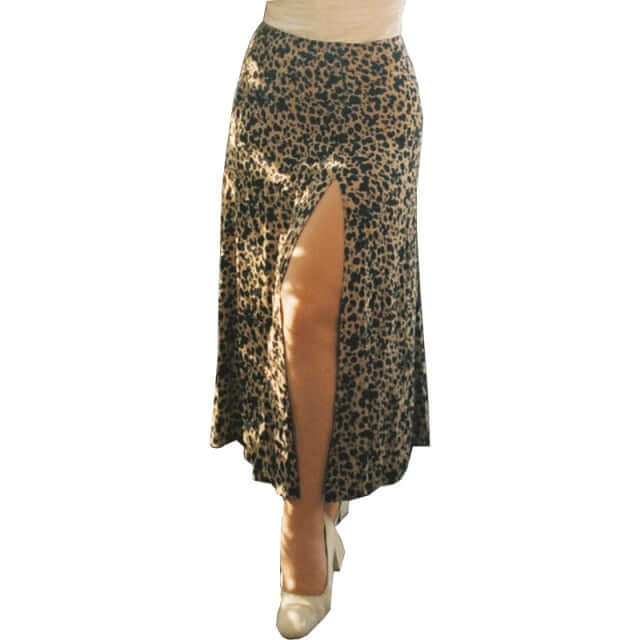 Fashion vintage skirt 2021 flower polka dot print high waist stretch split long A-line skirts for women beach maxi skirt