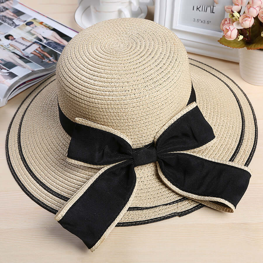 Outdoor folding straw hat female summer Korean version of the tide lade sun hat sun hat summer beach hat