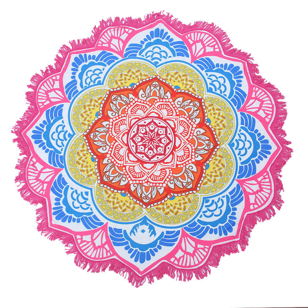 Amazon Explosive Beach Towel Hanging Ball Range Round Bath Towel Yoga Pad Lotus Color Beach Towel Blanket Shawl