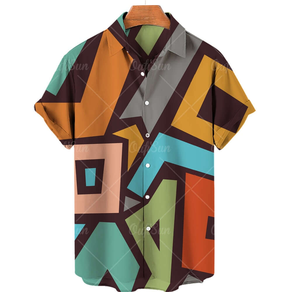 2022 3d Graffiti Oil Painting Printed Shirt Men Fashion Streetwear Hawaiian Shirt Men Beach Casual Lapel Plus Size 2022