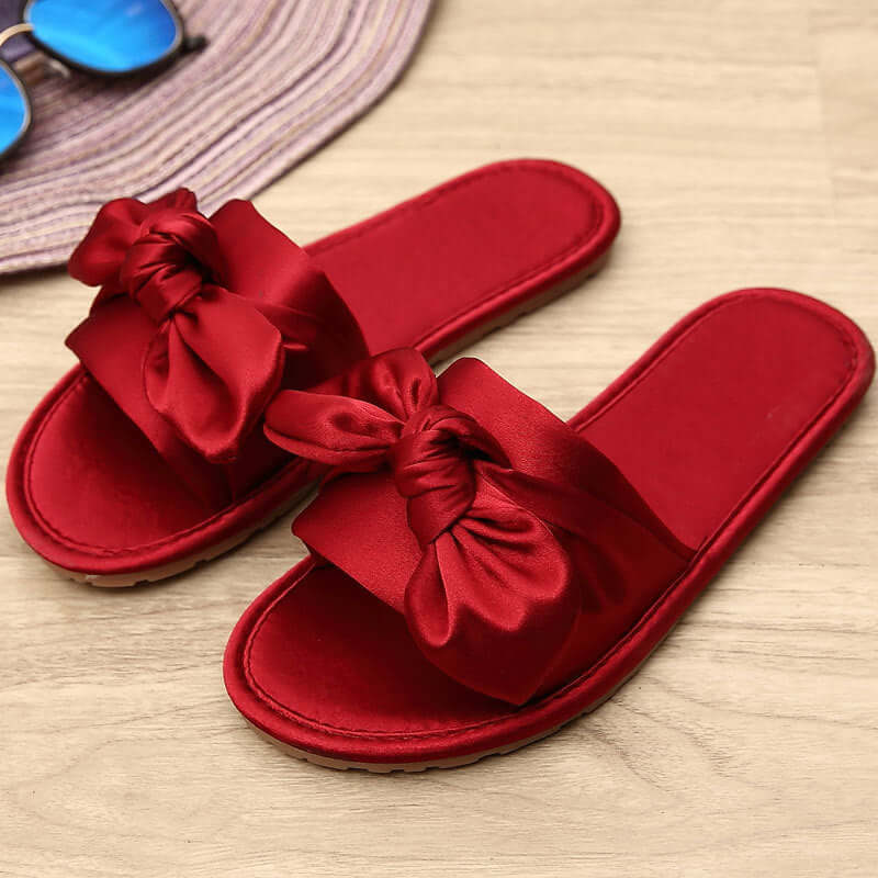 New home gold velvet wedding slippers female with a sunny salad home beef tendon women's bridal bow shoes autumn and winter