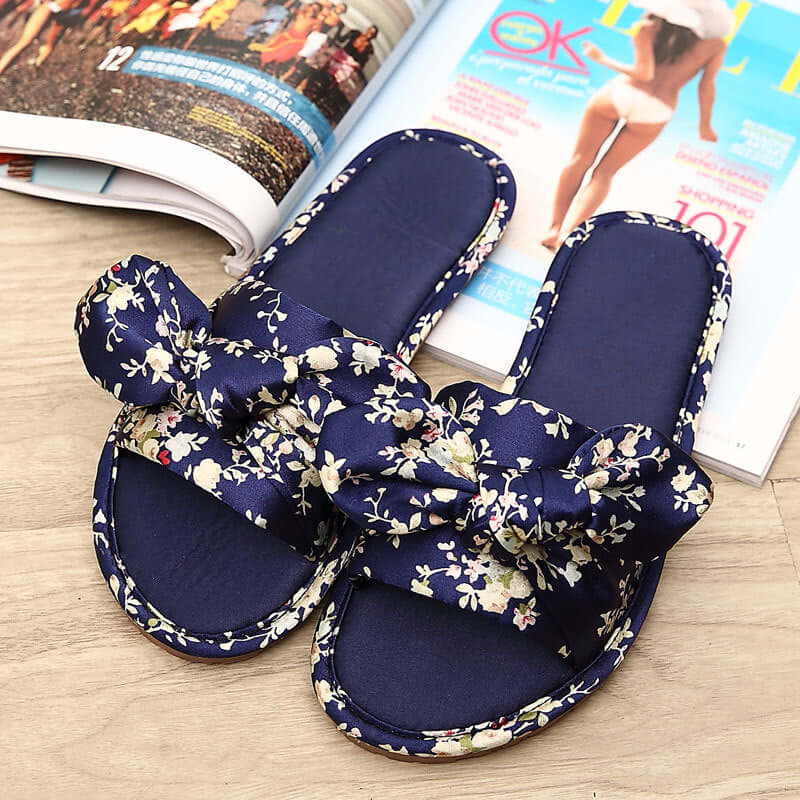 New home gold velvet wedding slippers female with a sunny salad home beef tendon women's bridal bow shoes autumn and winter