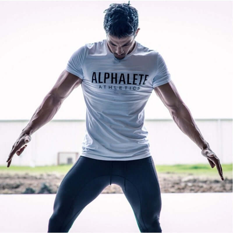 Mens T Shirt Fashion Streetwear-Fitness