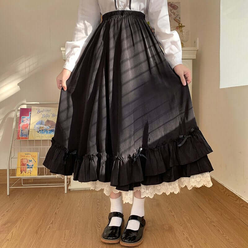 Anbenser 女性モールゴシック美的ベルベットプリーツミニスカートヴィンテージ原宿エモ Alt 服ハイウエストレースフリルスカート