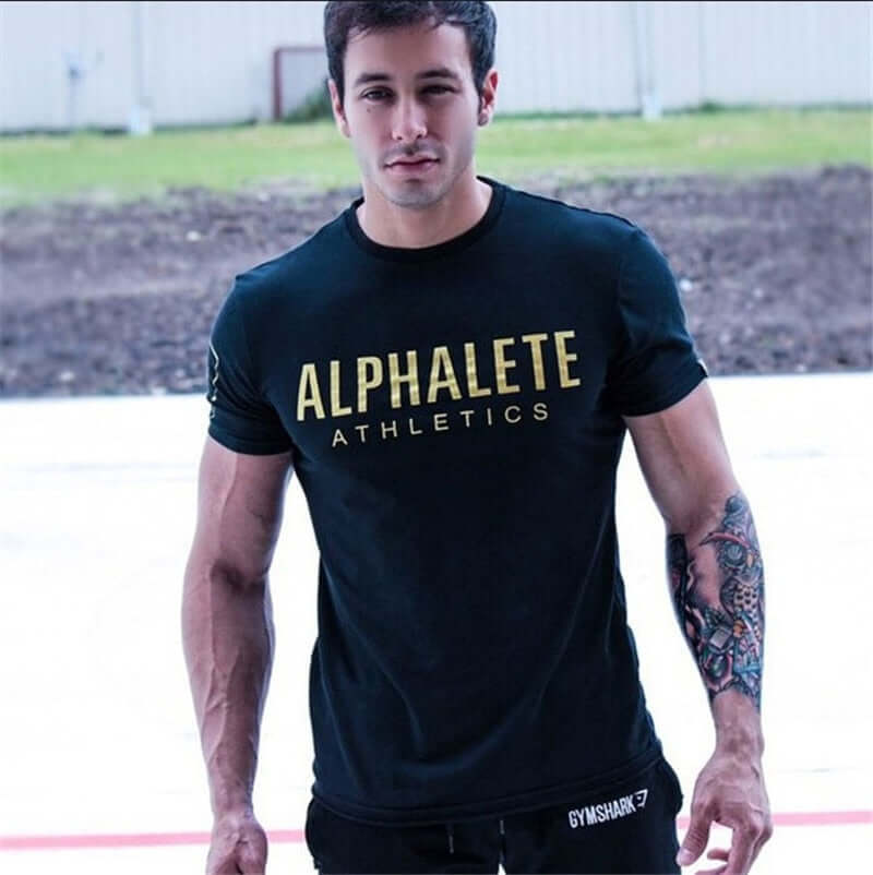 Mens T Shirt Fashion Streetwear-Fitness