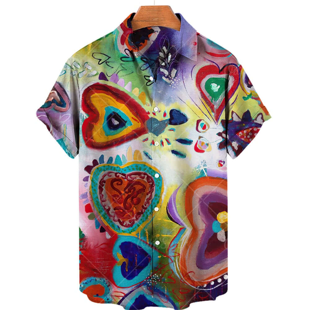 2022 3d Graffiti Oil Painting Printed Shirt Men Fashion Streetwear Hawaiian Shirt Men Beach Casual Lapel Plus Size 2022