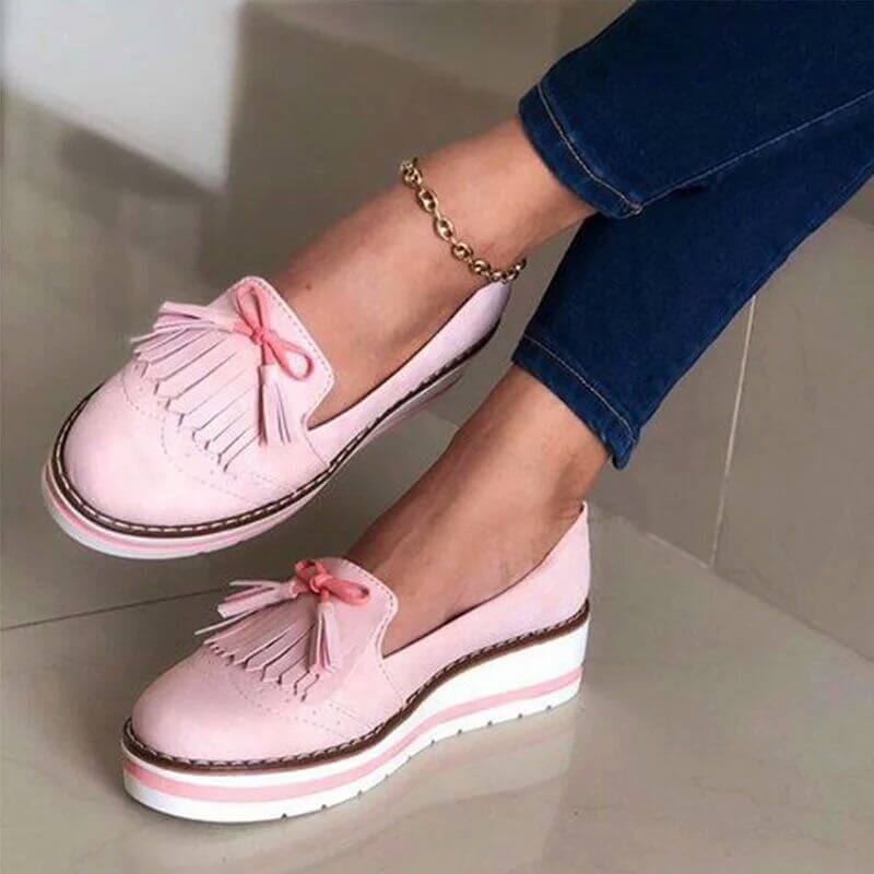 summer cross-border foreign trade new round head Japanese tassel women's casual lace platform lazy shoes flat shoes