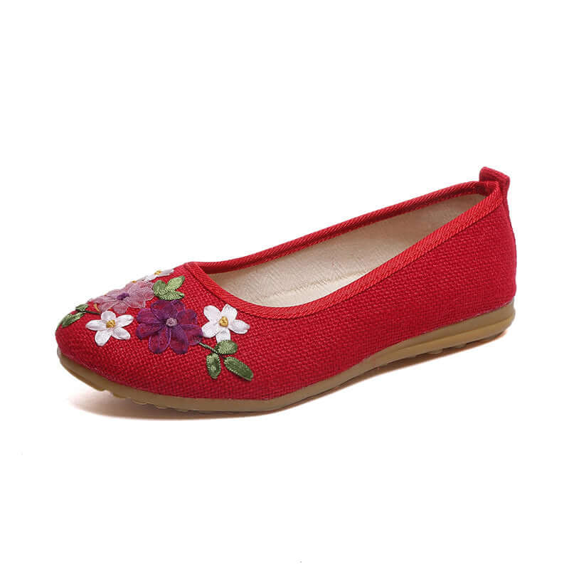 Handmade old Beijing cloth shoes national wind embroidery shoes flat linen women single shoes ancient wind day ladies factory direct supply