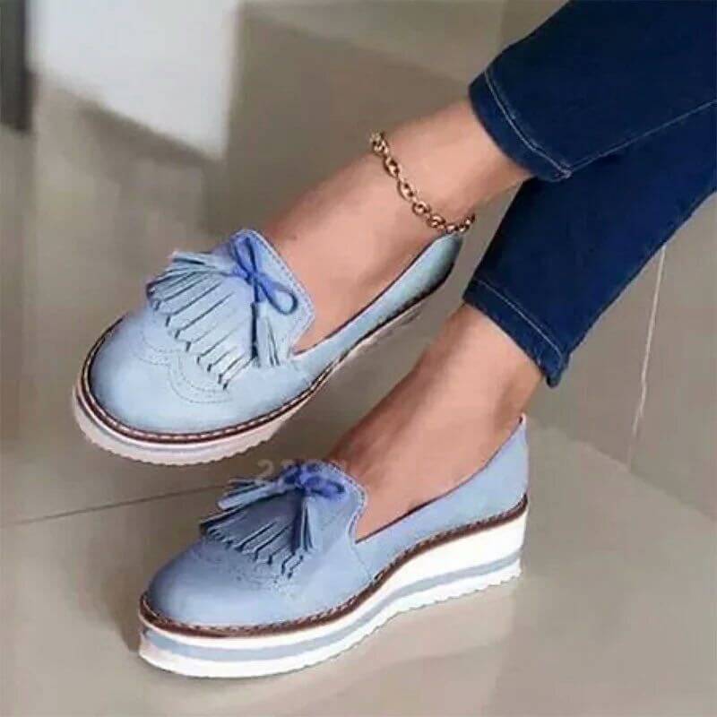 summer cross-border foreign trade new round head Japanese tassel women's casual lace platform lazy shoes flat shoes