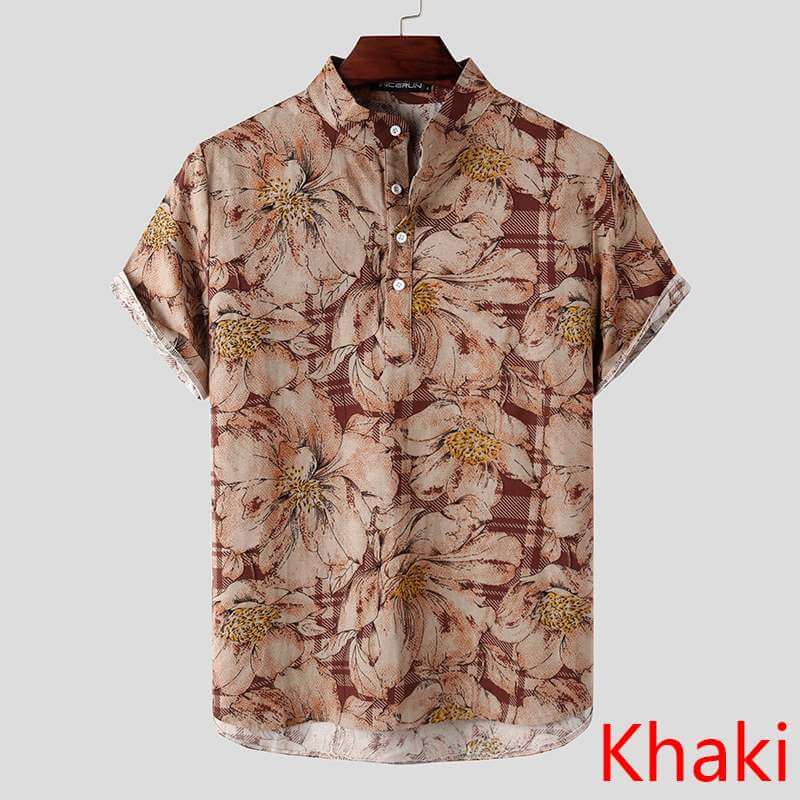 Wiaofellas Mens Printed Camisa Masculina Summer Hawaiian Blouse Men Vintage Shirts Short Sleeve Lapel Camisa Casual Buttons Blusas