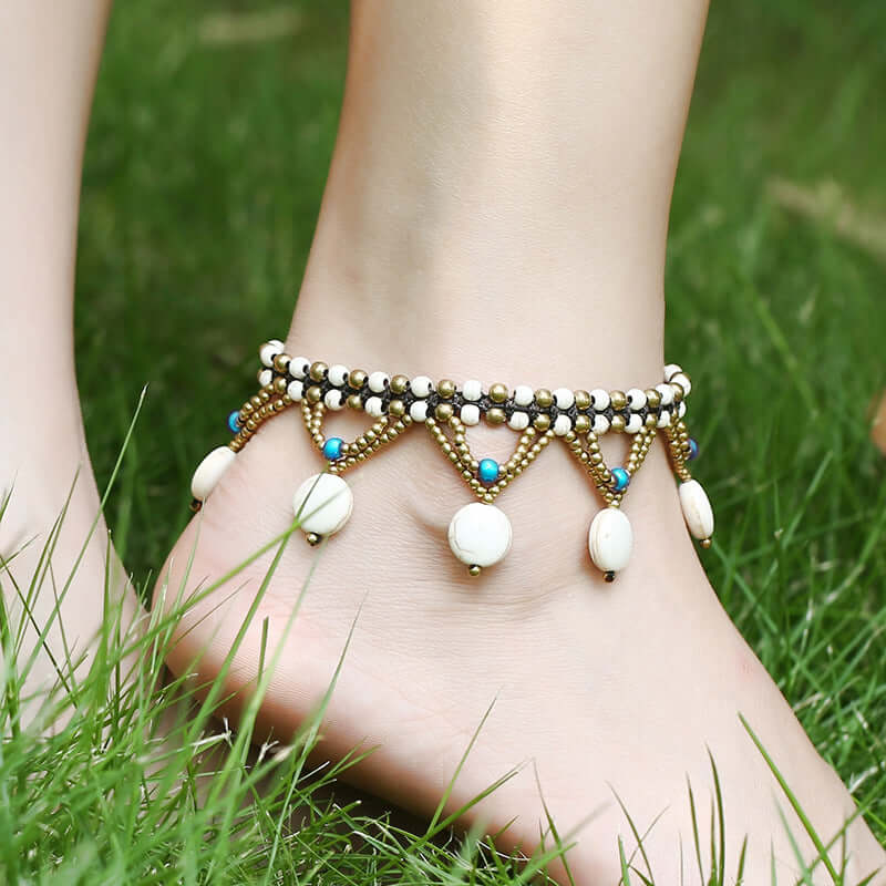 European and American bohemian border cross-border turquoise cake beach feet hand-woven shoes clothing accessories ladies foot