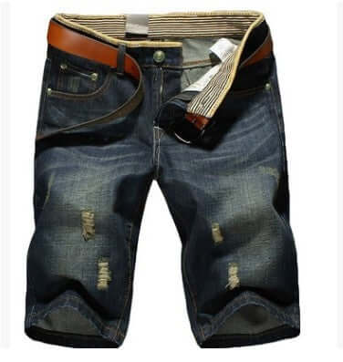 Foreign trade source men's summer large size denim short pants broke straight 5 points pants loose beach pants