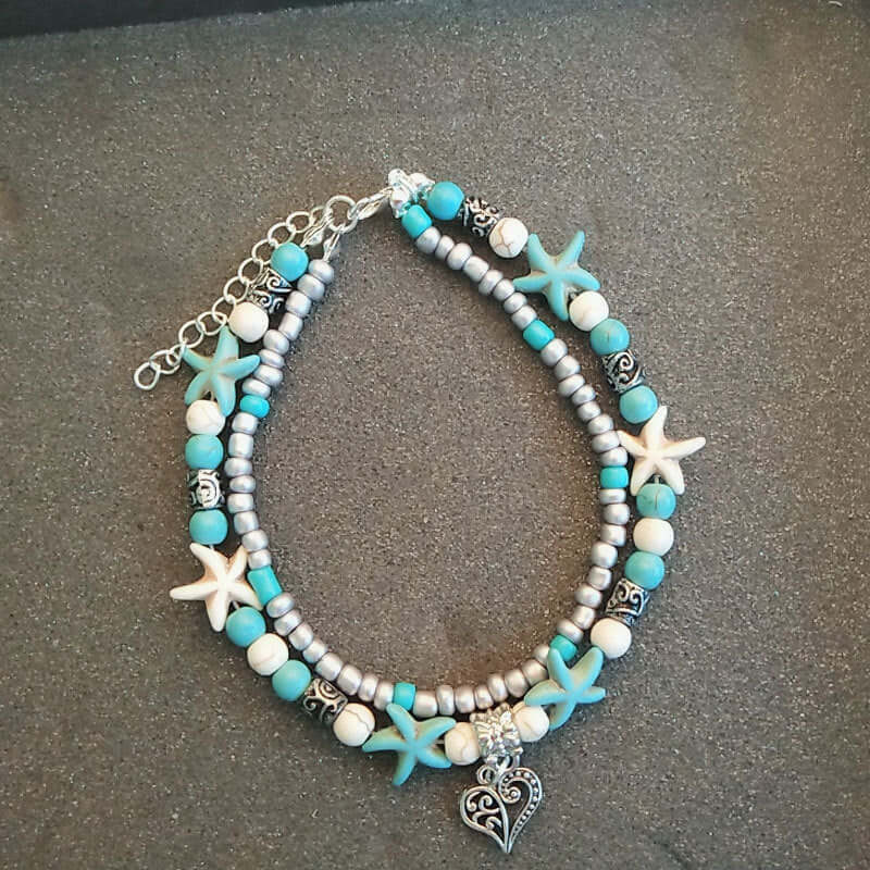 European and American Sea Silies Yoga Foot Chain Sea Turtle Bracelet Beach Pendant Starfish Pearl Vintage Turtle Bracelet