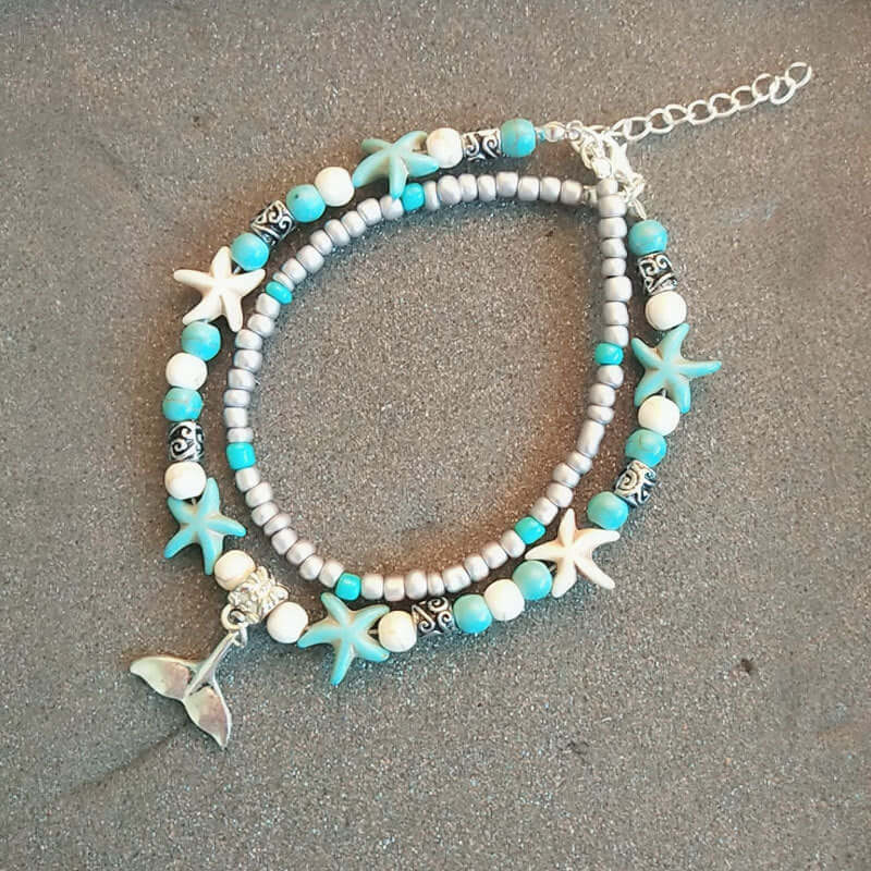 European and American Sea Silies Yoga Foot Chain Sea Turtle Bracelet Beach Pendant Starfish Pearl Vintage Turtle Bracelet