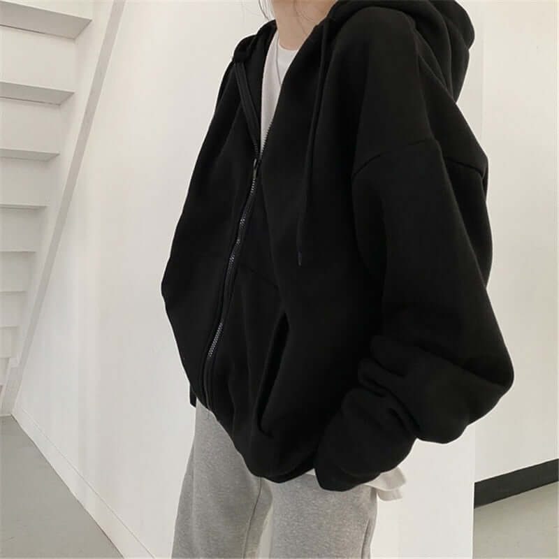 Women Zip Up Hoodie Streetwear Letter Printed Long Sleeve Sweatshirts Gothic Punk Y2k Autumn Winter Female Hoodie Jackets